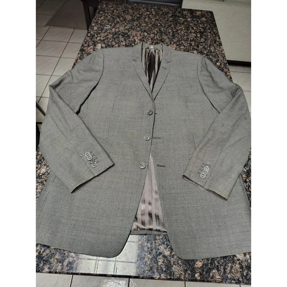 Dolce & Gabbana Gold Mens Blazer 3 Button Micro Houndstooth Sport Coat Italy